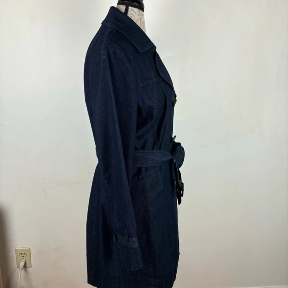 FOCUS-2000 Denim Trench Coat-fully lined/belted-Woman’s 14-EUC - Picture 10 of 14